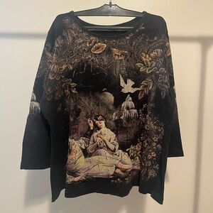 Black Graphic Long Sleeve Top